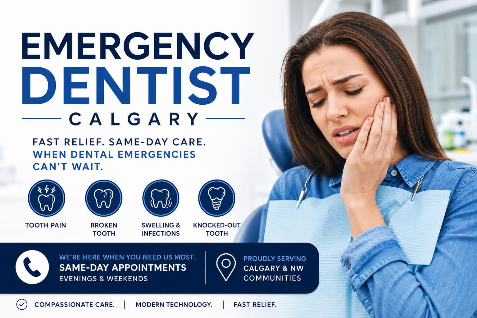 Emergency Dentist Calgary: Same-Day Care for Tooth Pain, Swelling & Dental Emergencies 1 Read more about the article Emergency Dentist Calgary: Same-Day Care for Tooth Pain, Swelling & Dental Emergencies